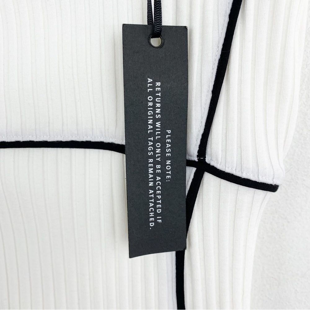 NWT Maniere De Voir White Contrast Stitch Bodycon Mini Dress Sz 10 - Picture 8 of 10